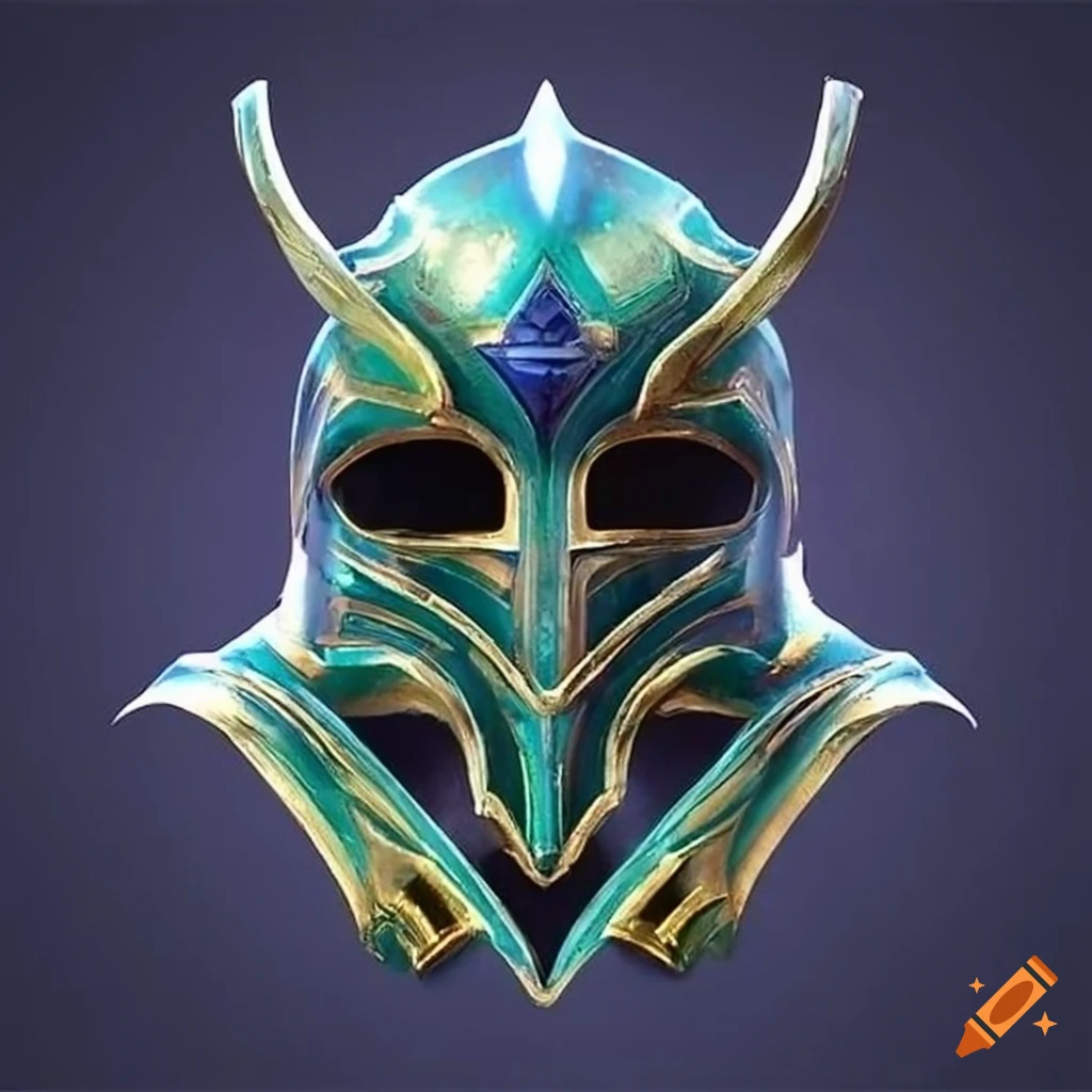 Front view of a heavy magic fantasy helmet