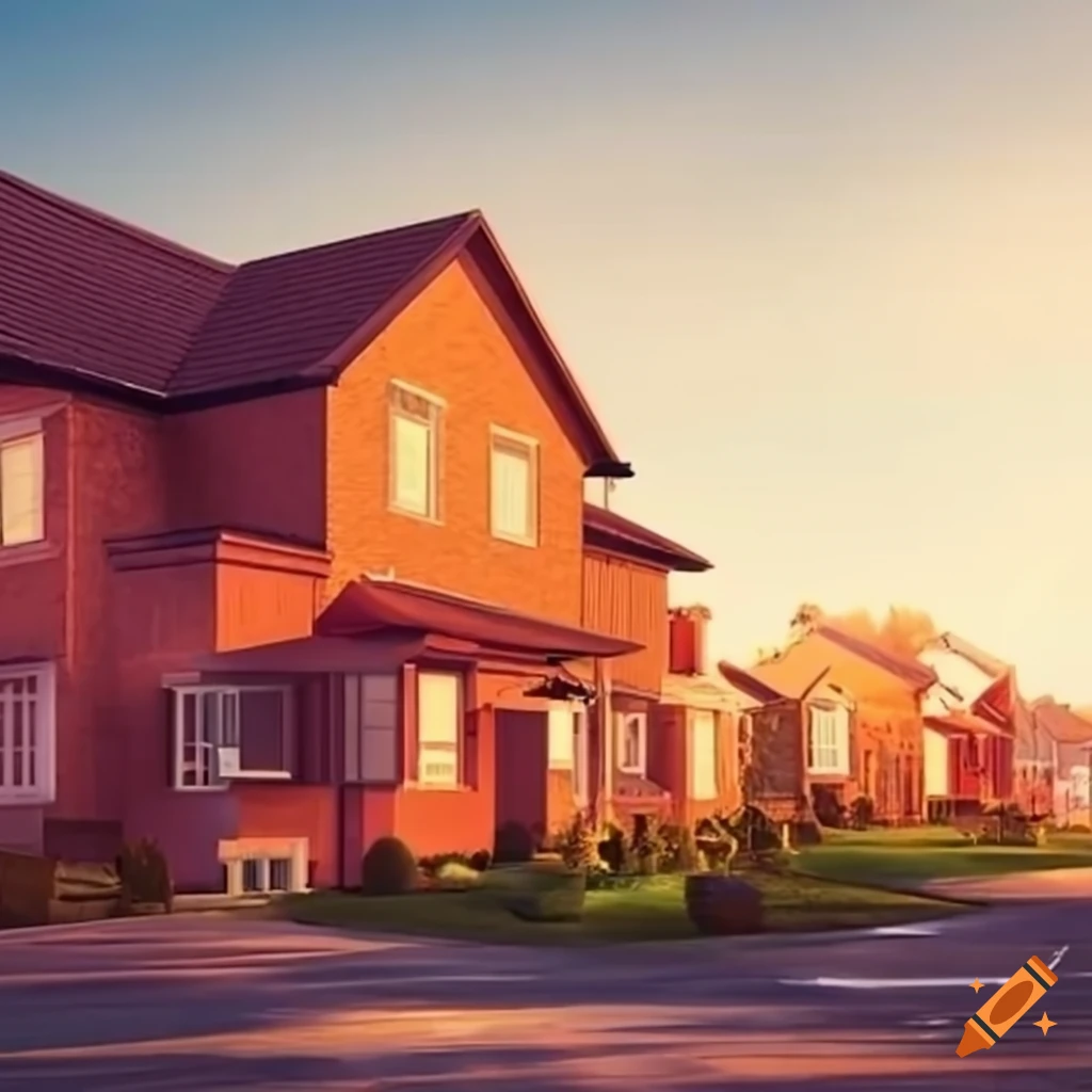 Cozy residential area with diverse houses and families in a community setting