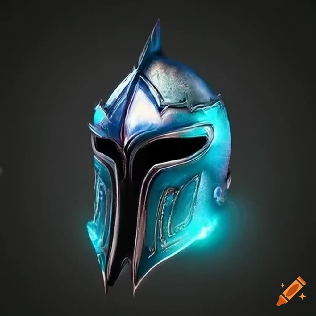 Detailed light magical open helmet in a fantasy setting