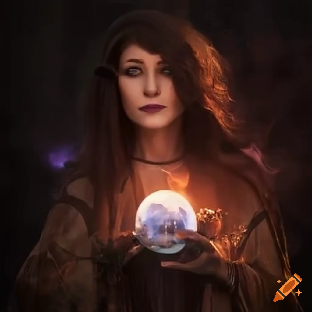 Beautiful Witch Casting A Spell With A Crystal Ball On Craiyon
