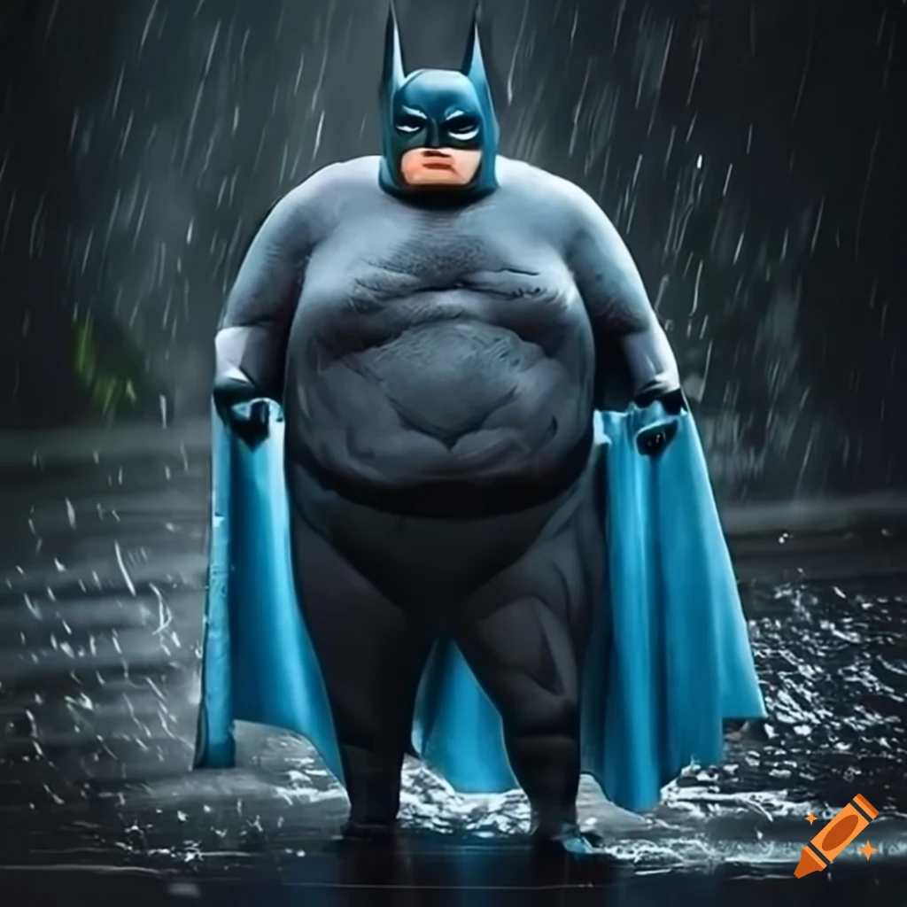 Funny Overweight Batman Standing In The Rain On Craiyon FIBLR 83TRKCwWwmKglsBA.webp