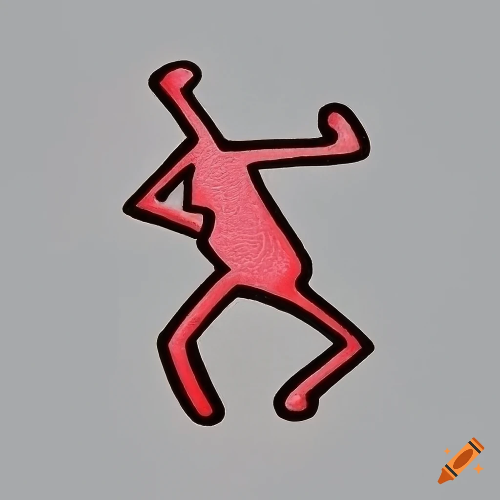 Broken heart pictogram in Keith Haring style ink art