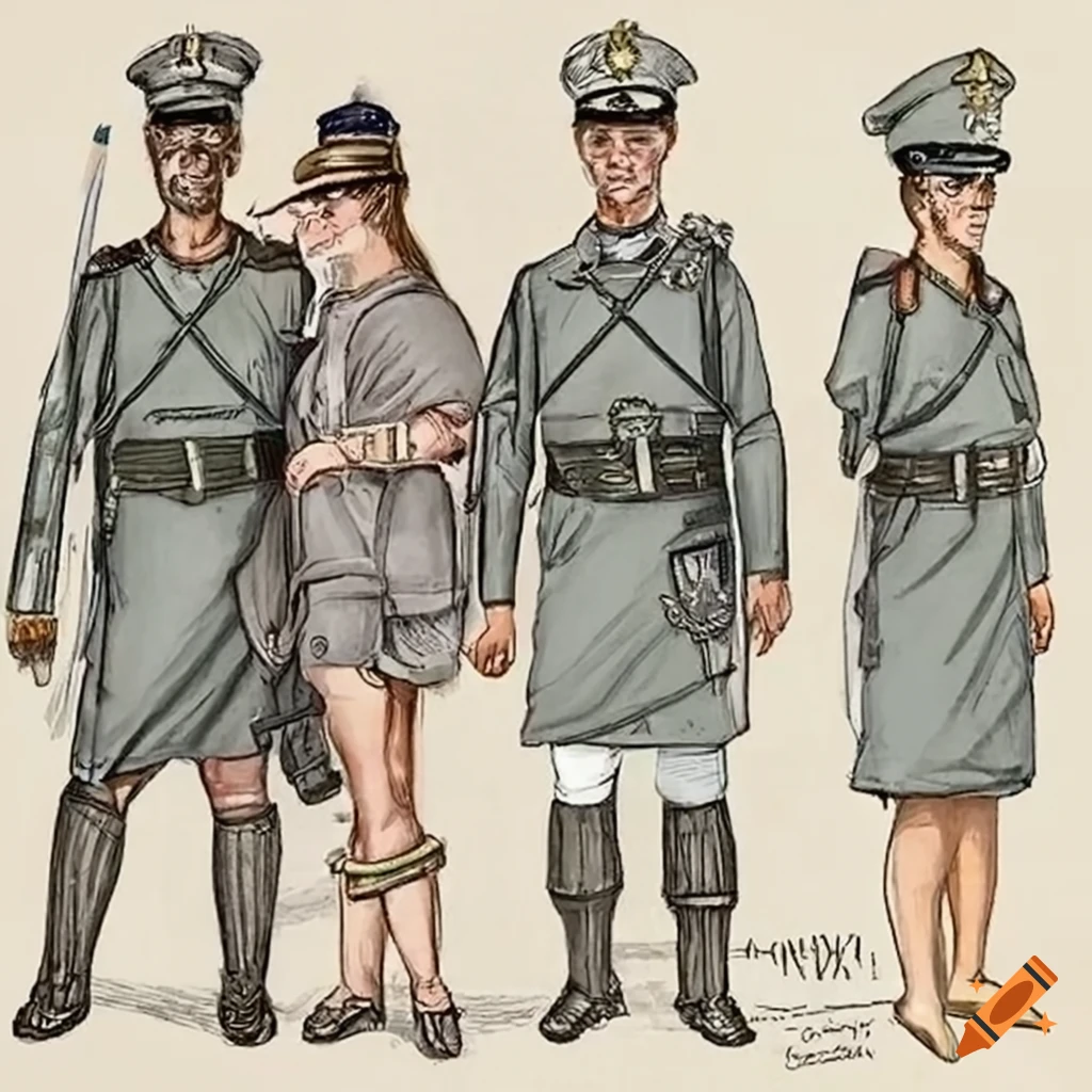 Historic timeline showcasing evolution of police uniforms on Craiyon
