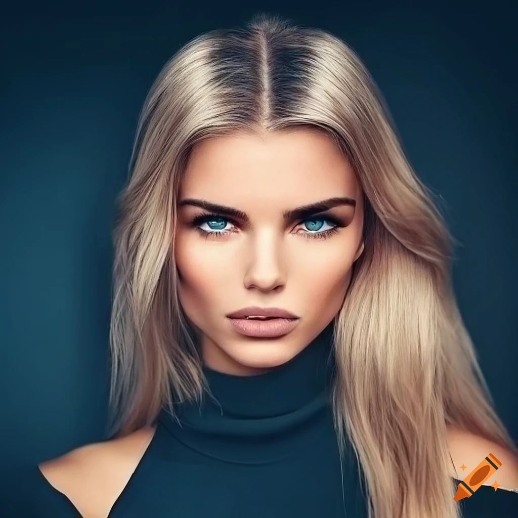 Young Model Natasha Krasavina With Symmetrical Eyes Posing Elegantly On Craiyon 