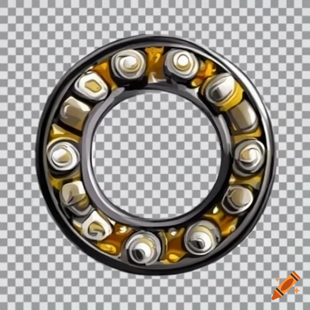 Realistic wrench and roller bearing in Dürer wood carve style on transparent background