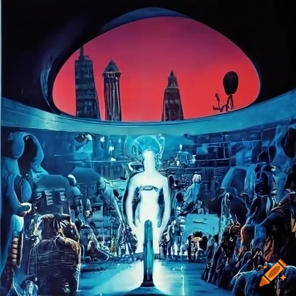1970s utopian futurist science fiction movie poster for amazon prime on