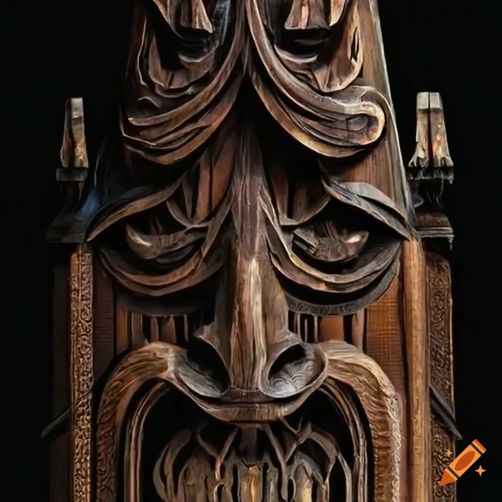 'Sleepy Hollow' in 'Architectural Stave carving' style with 'Lord of the Rings' motif