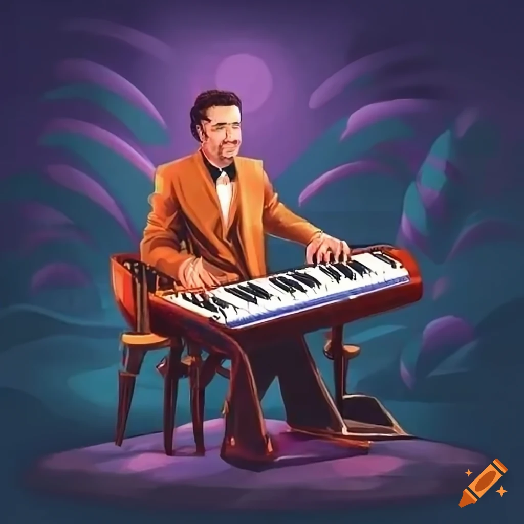 Classic Drawing Of Roman Angelos Playing Synthesizer On A Luxury Cruise classic-drawing-of-roman-angelos-playing-synthesizer-on-a-luxury-cruise