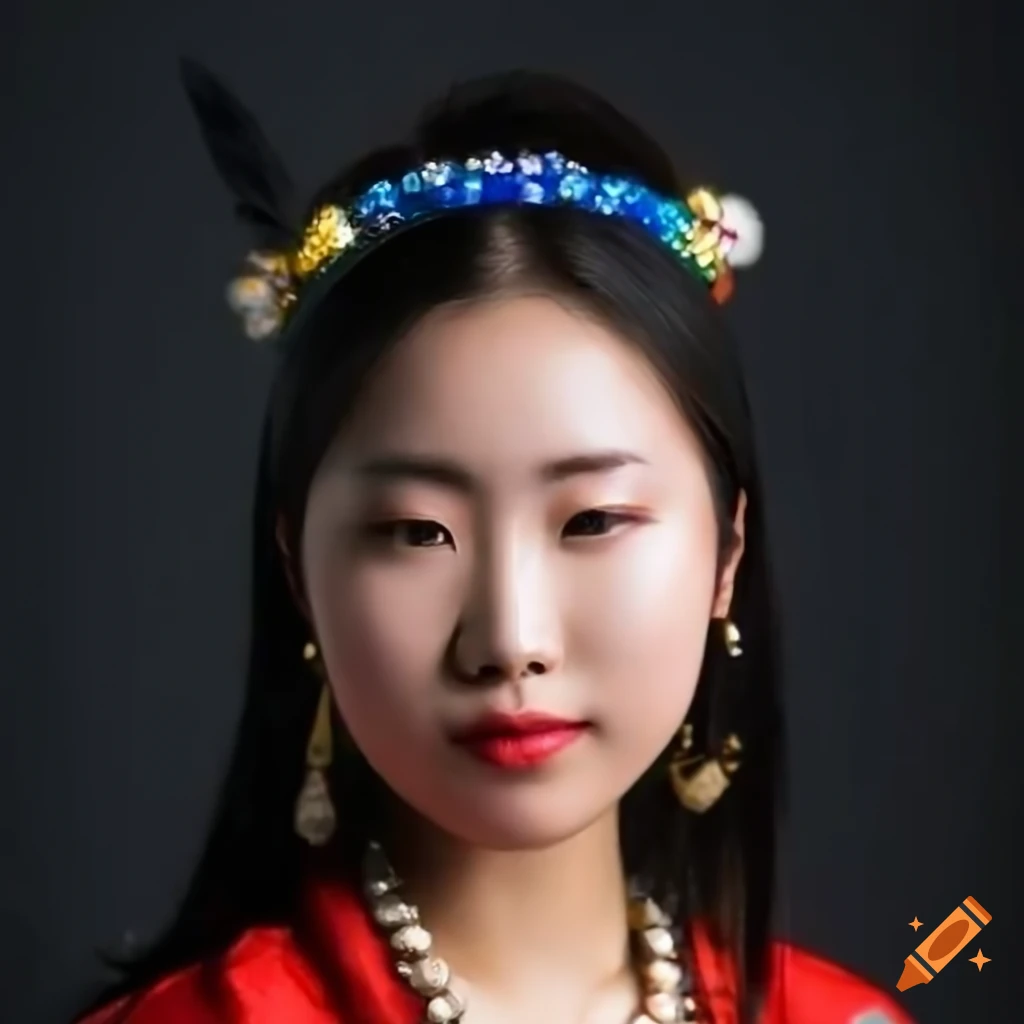 Young Korean female shaman headshot