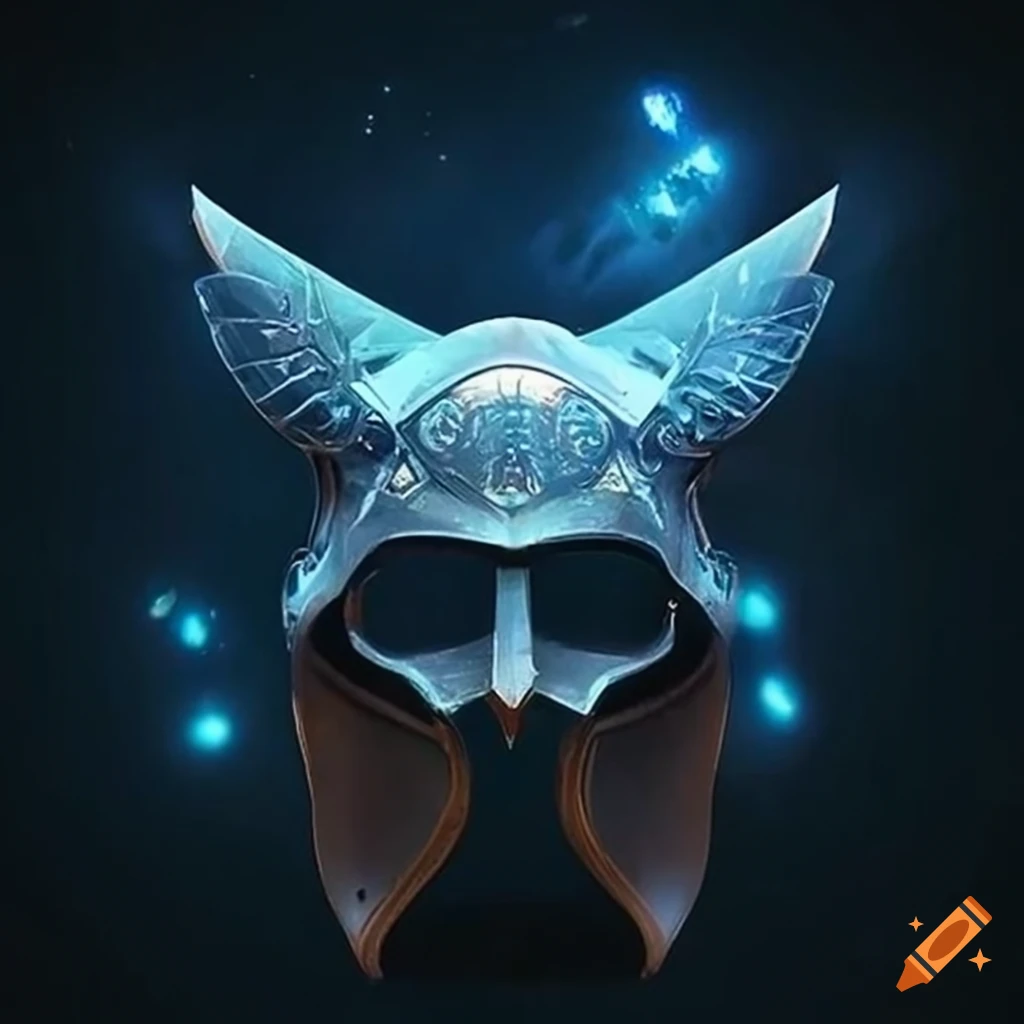 Detailed open helmet in a magical fantasy setting