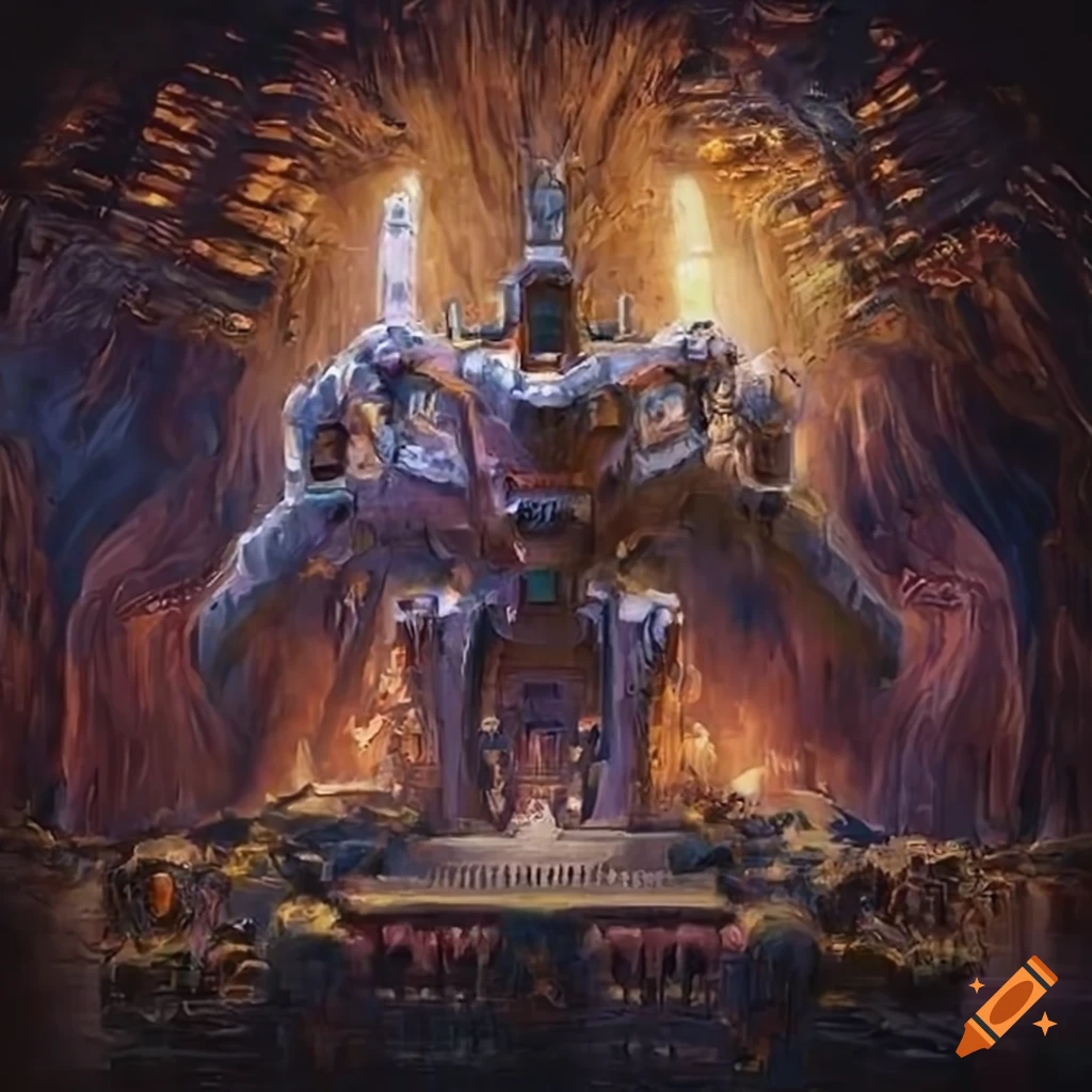 Polymorphism Hybrid Mech Mega portal on a hidden island with stunning lighting