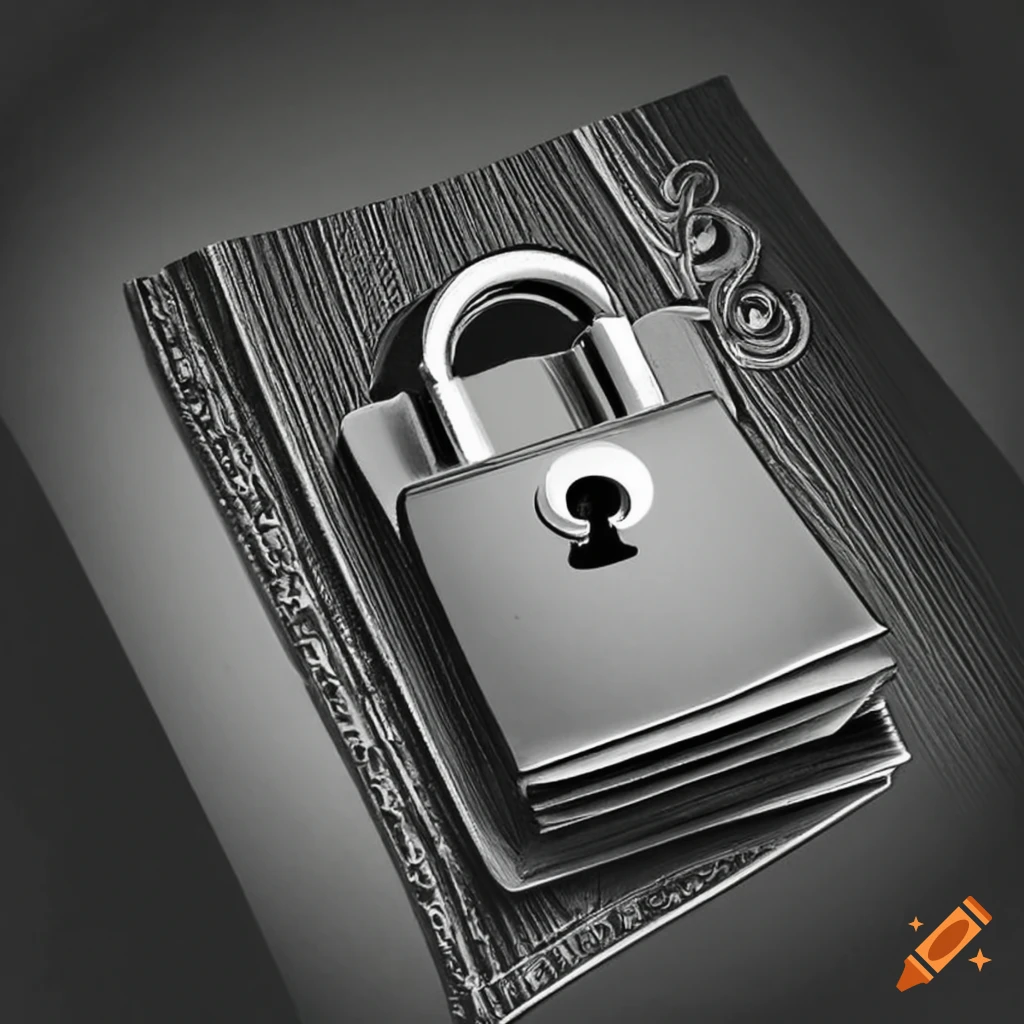 Book with a lock and keys around it