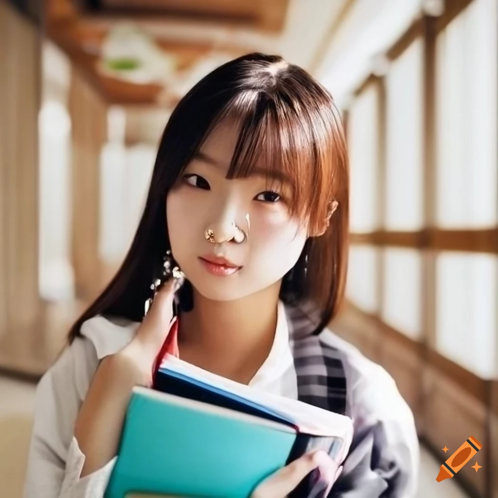Japanese college student with a cute and youthful appearance