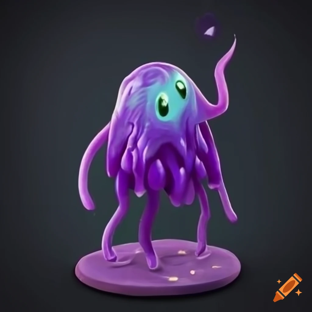 Small gelatinous ooze with purple mage in d&d setting on Craiyon