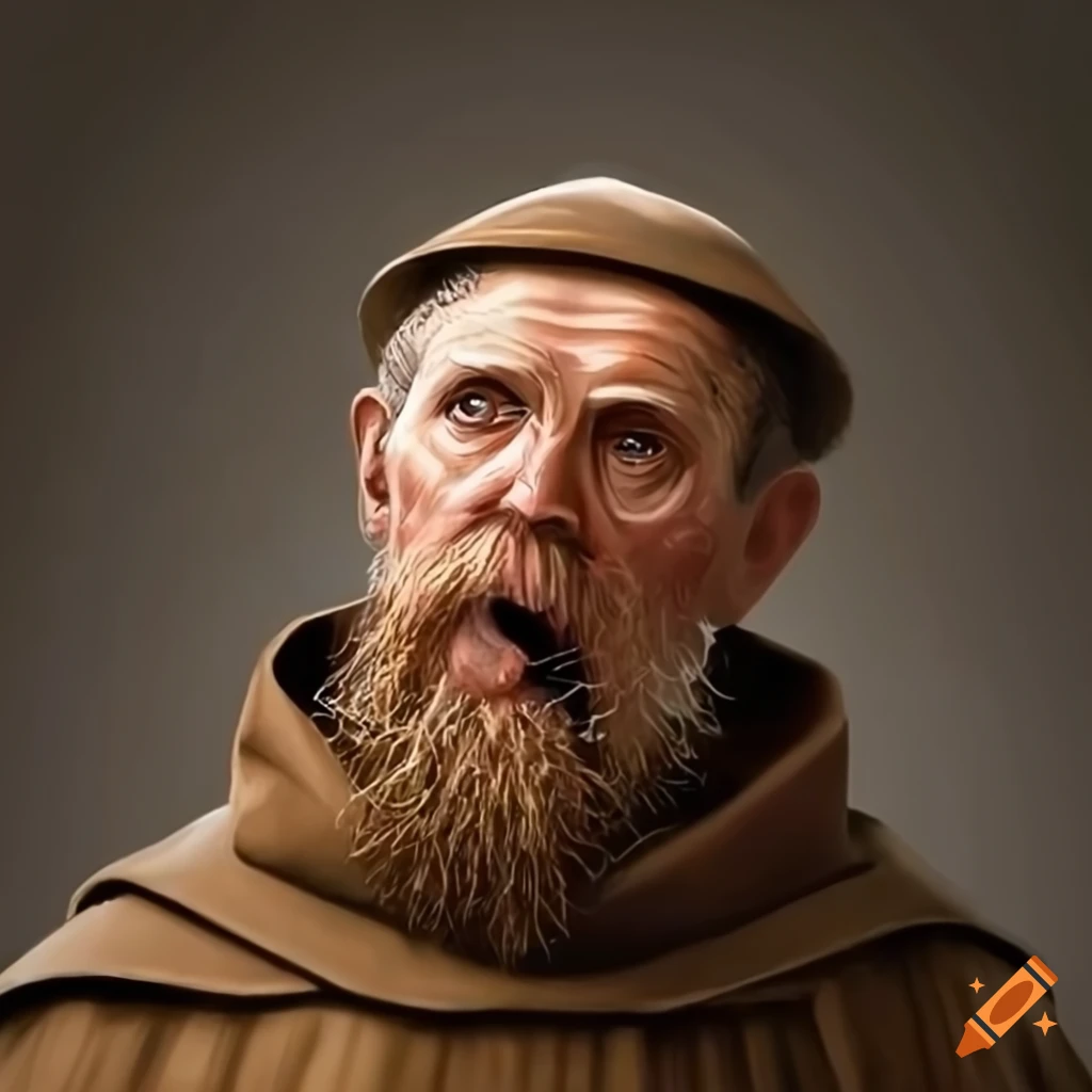 Franciscan friar with a graphing calculator, cross, and straw grass in