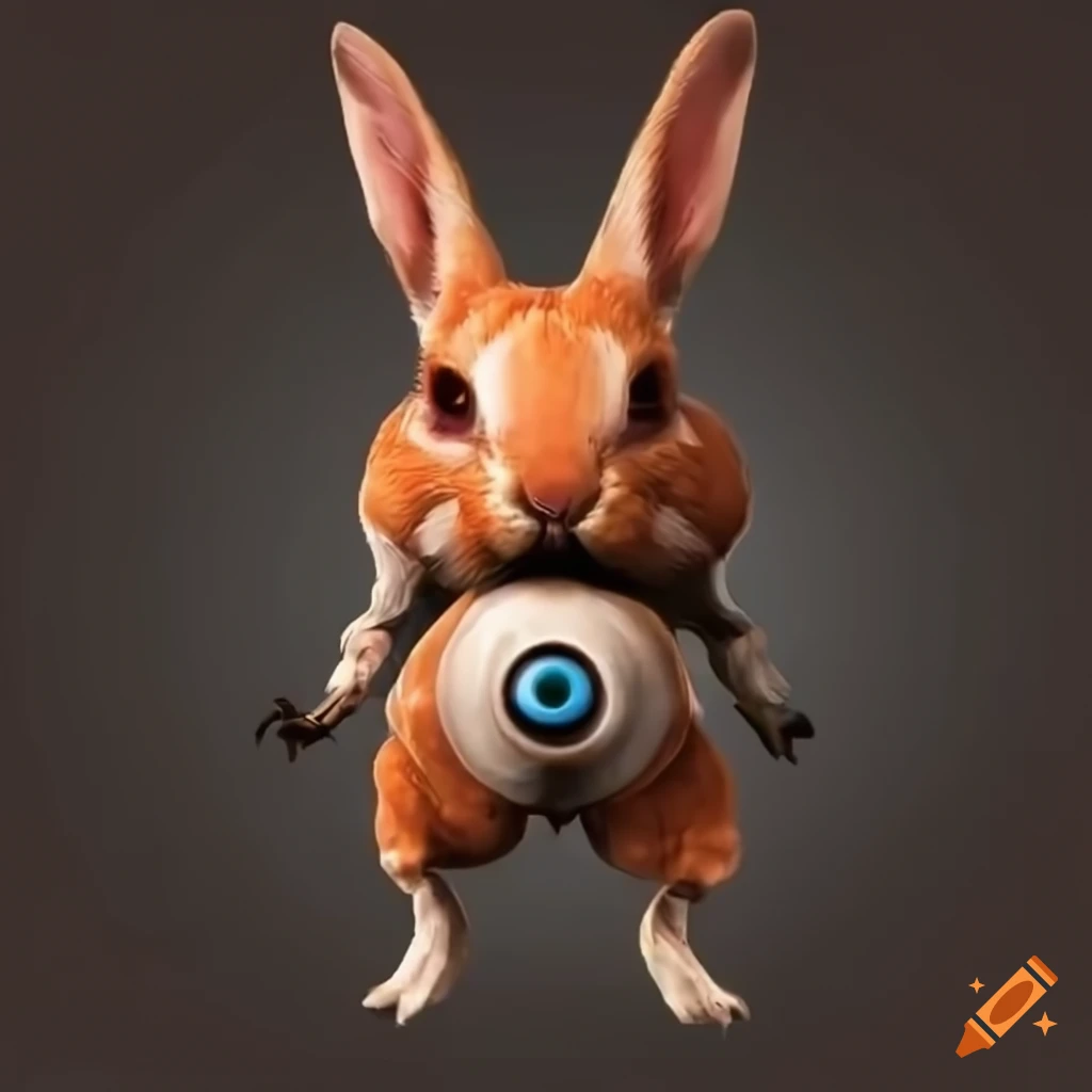 Atlas Rabbit Red biological rabbit with the blue Eye of Atlas on Craiyon
