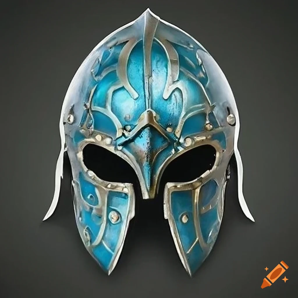 Light magical fantasy open steel helmet detailed front view