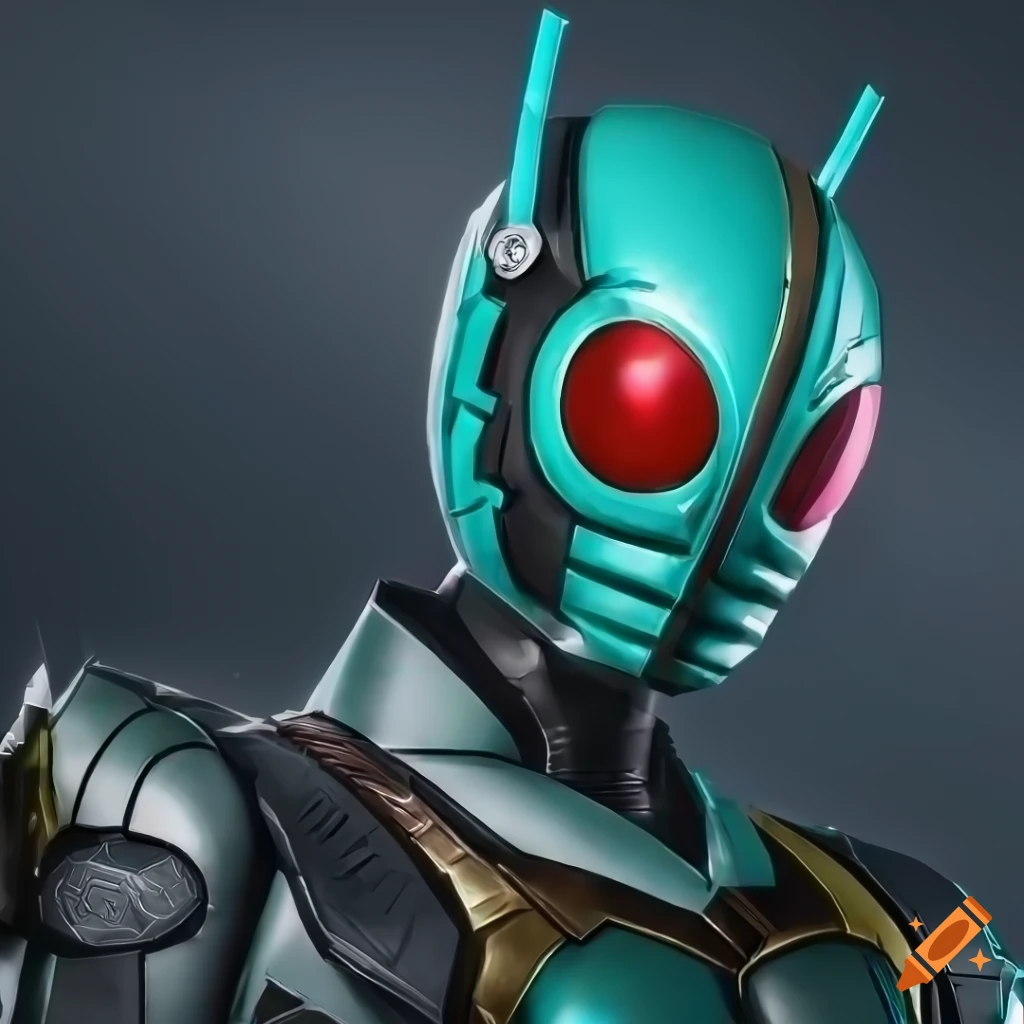 Symmetrical female Kamen Rider with a skirt in photorealistic style on ...