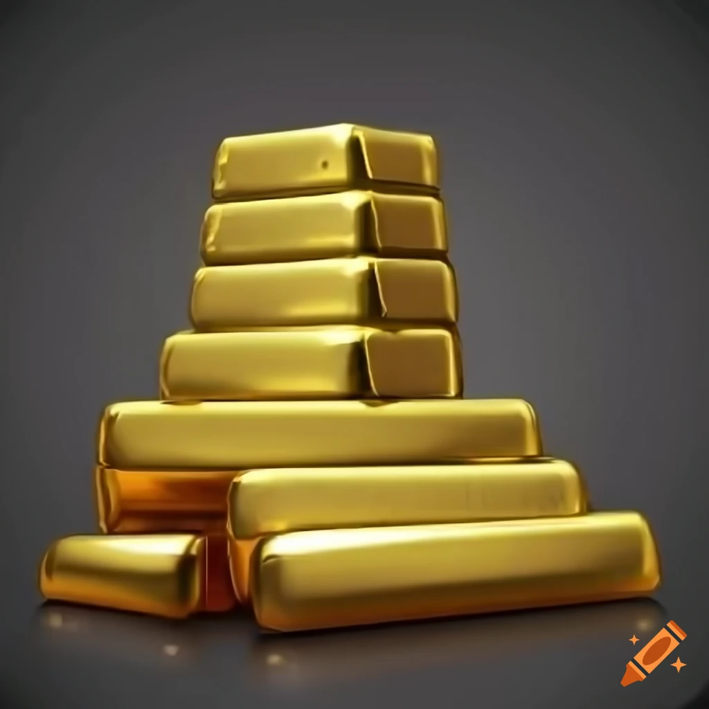 Stacked shining gold bars in a bank vault