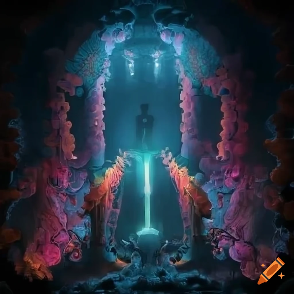 Polymorphism Hybrid Mech Mega portal on a hidden island with stunning Maple lighting