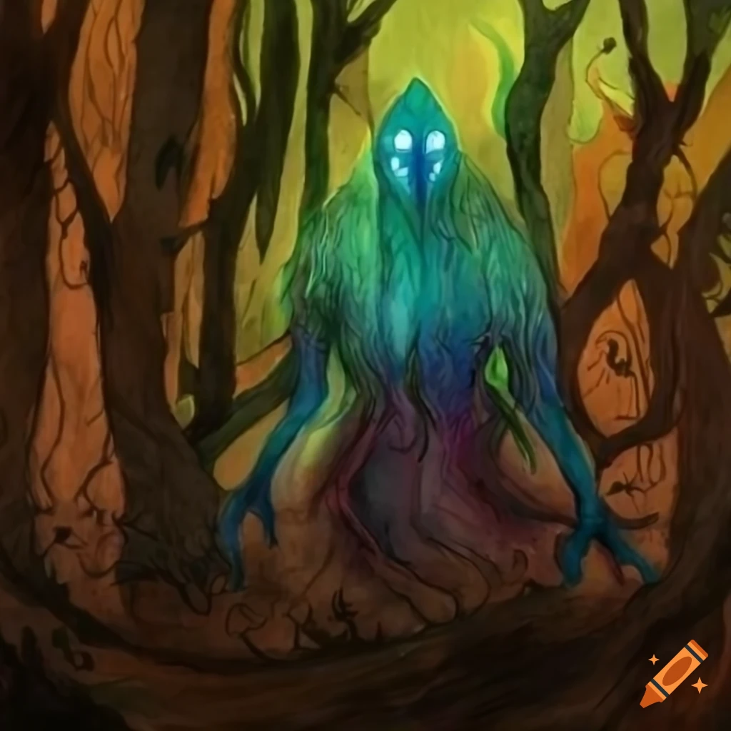 Strange spirit in a swamp in a fantasy art setting
