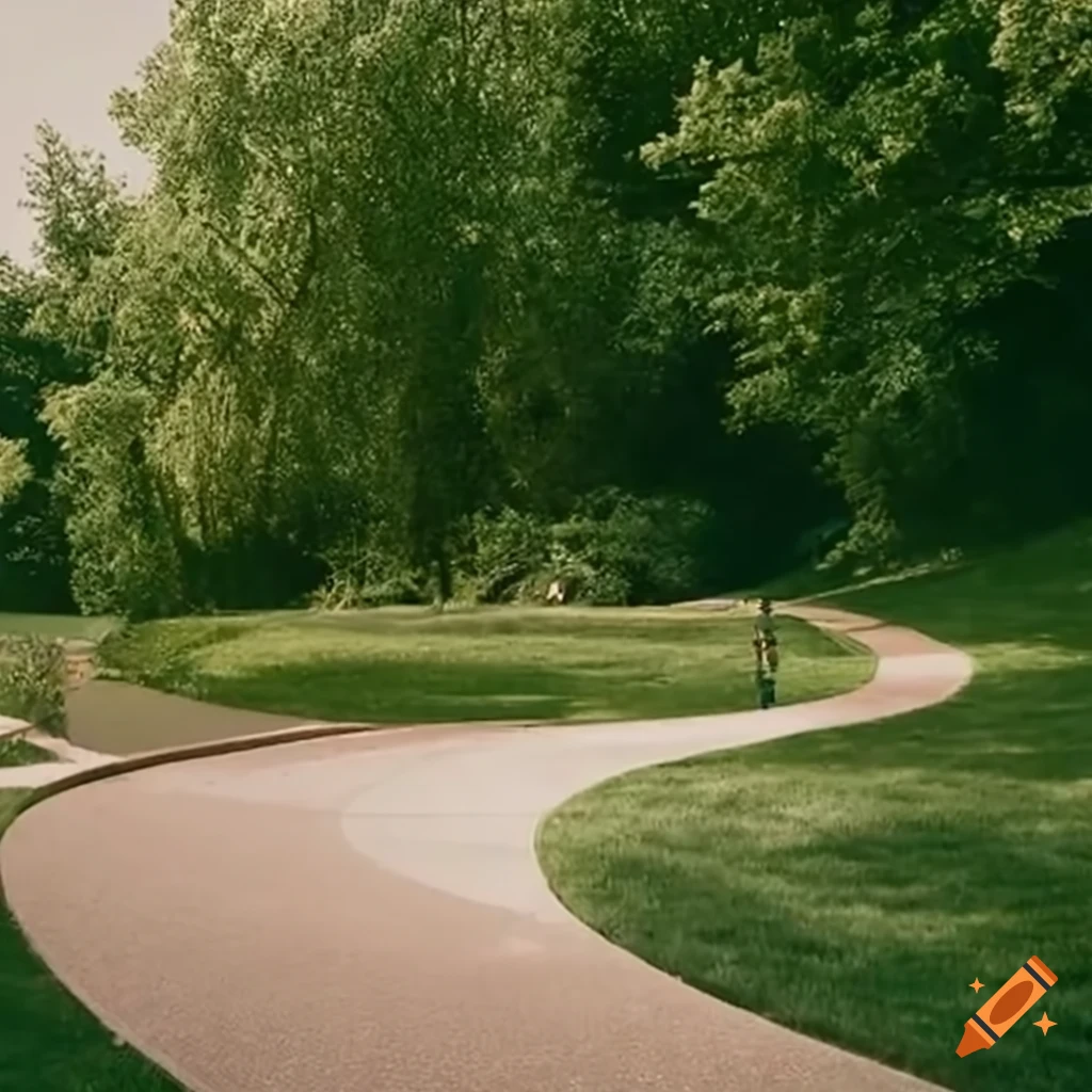 Modern urban park design on a hill with green spaces and recreational areas