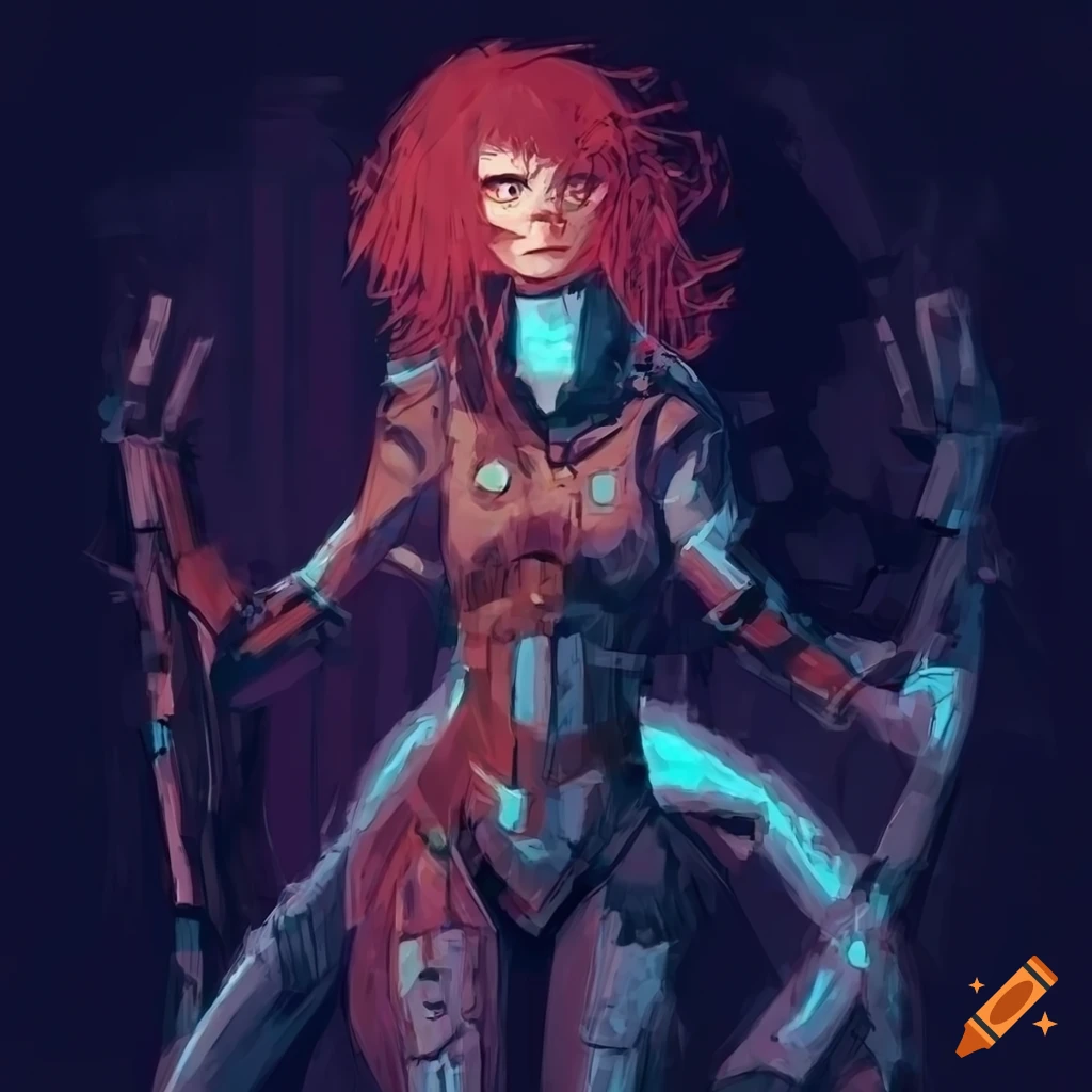 Retro-futurist character concept art inspired by Kekai Kotaki