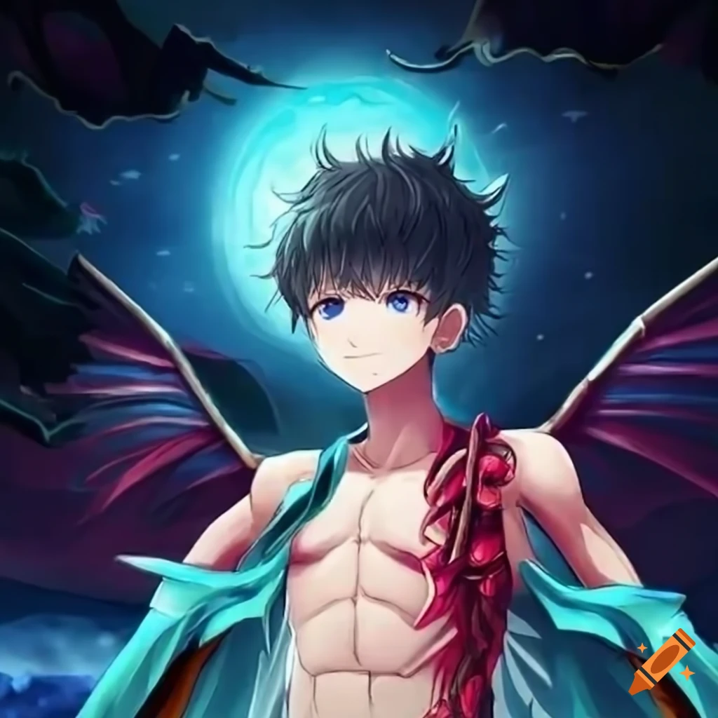 Boy named Dragon Beast with divine powers in anime style
