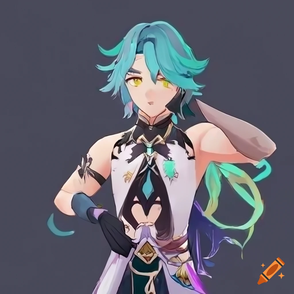 Xiao and Lumine from Genshin Impact in a couple pose, Genshin Impact ...