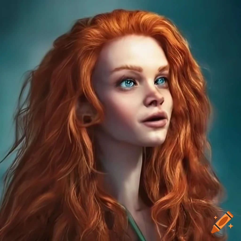 Beautiful happy redhead girl with features resembling Sam Reid's Lestat and Jason Momoa