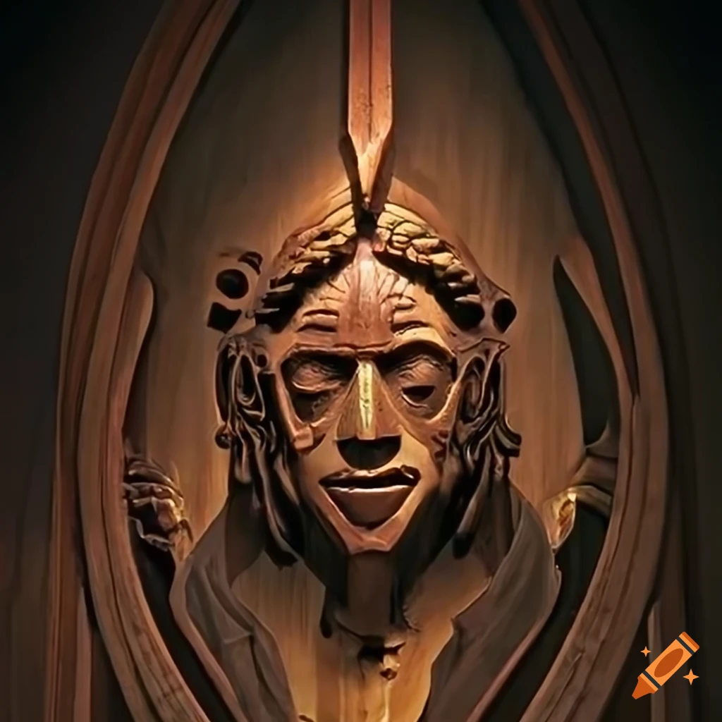 Sleepy Hollow in Architectural Stave carving style with Lord of the Rings motif