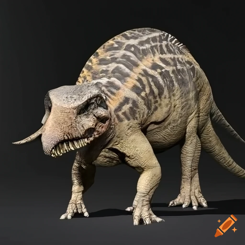 Pachycephalosaurus dinosaur with Uromastyx lizard color pattern and elephant-like scaly skin texture