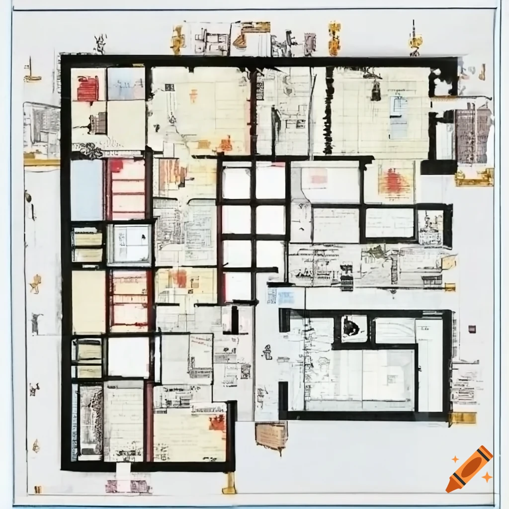 Detailed map of the 1st office floor with desks, chairs, toilets, and cafeteria