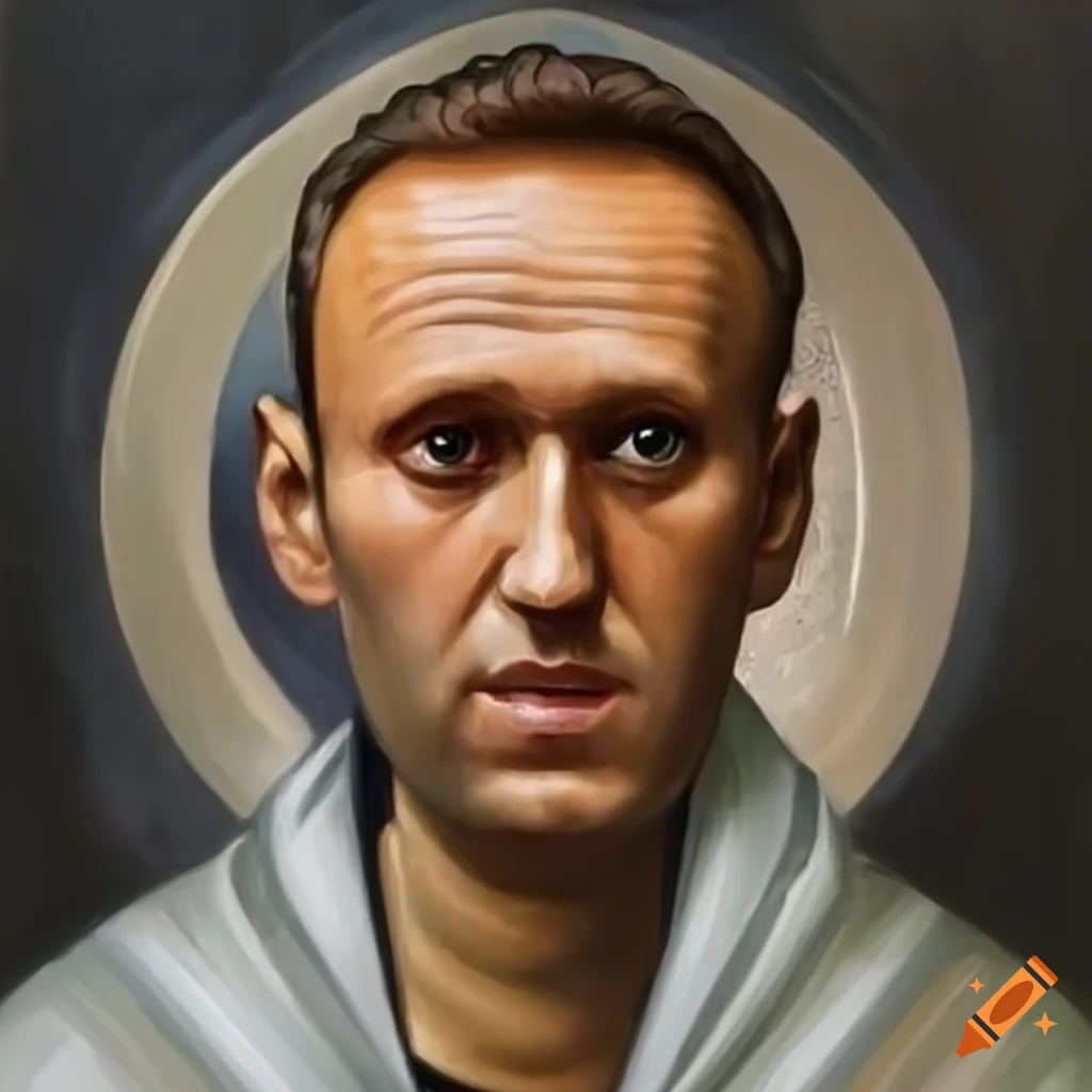 Aleksei A. Navalny portrayed as a Russian Orthodox icon