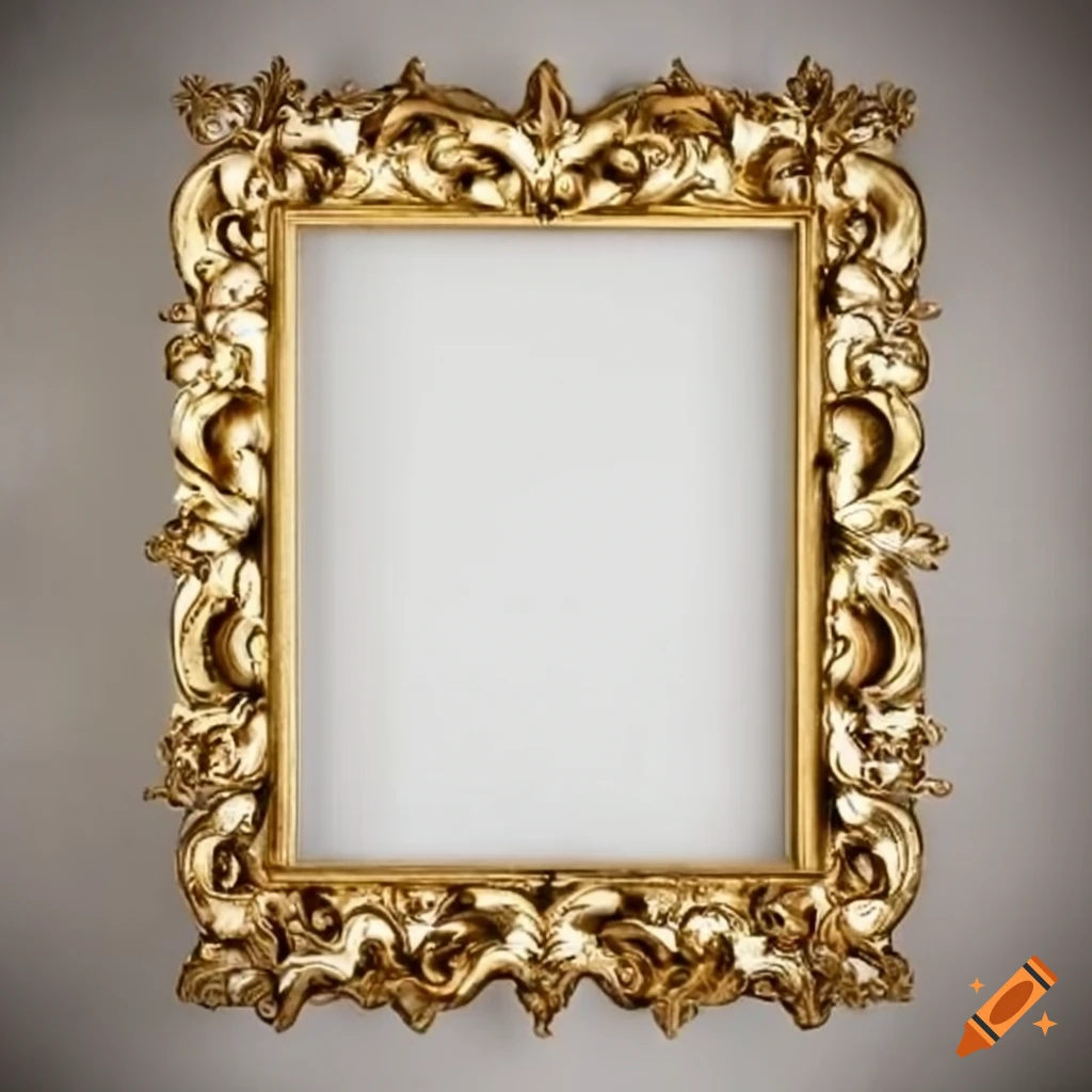 Golden ornate dusty picture frame