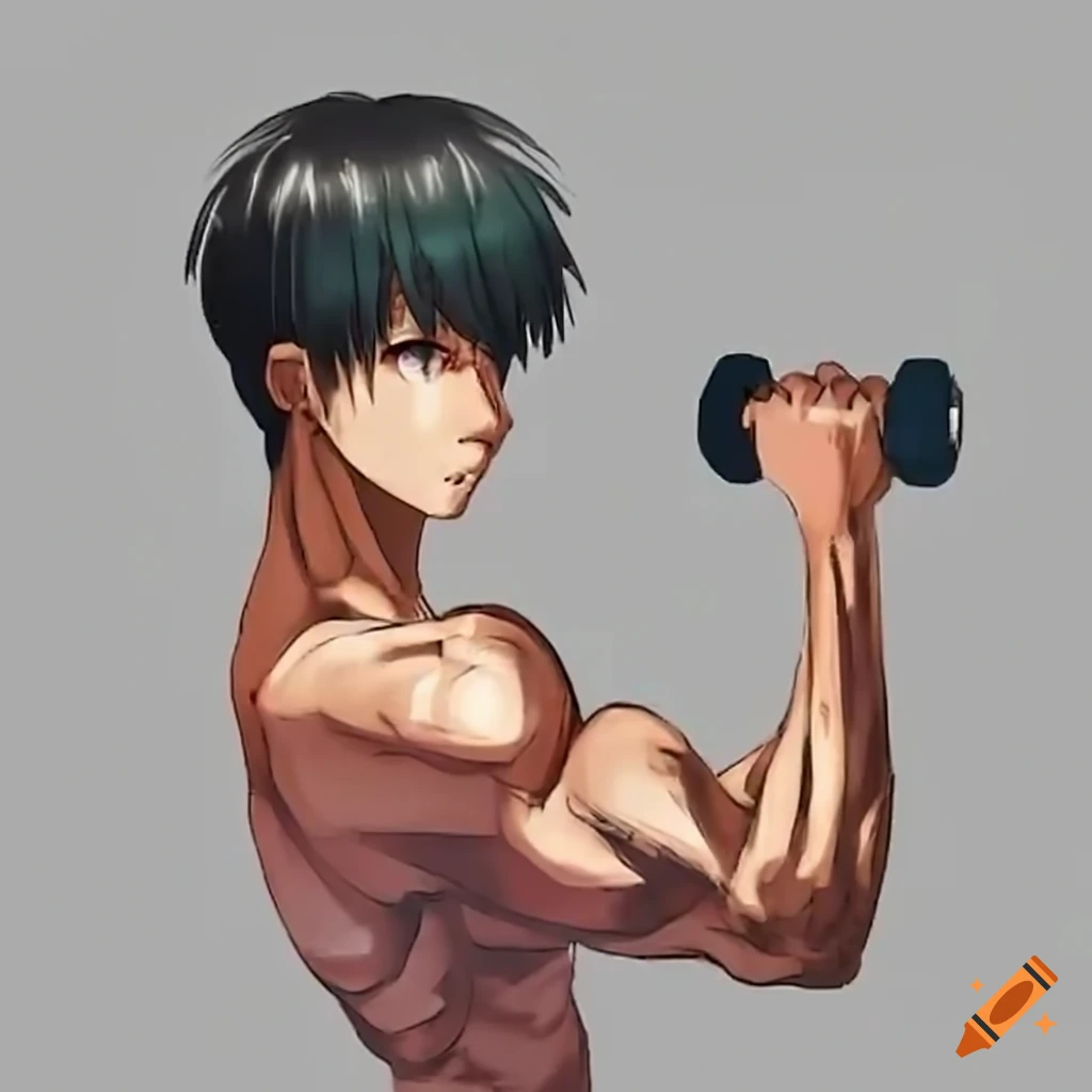 Man performing bicep curls with a dumbbell