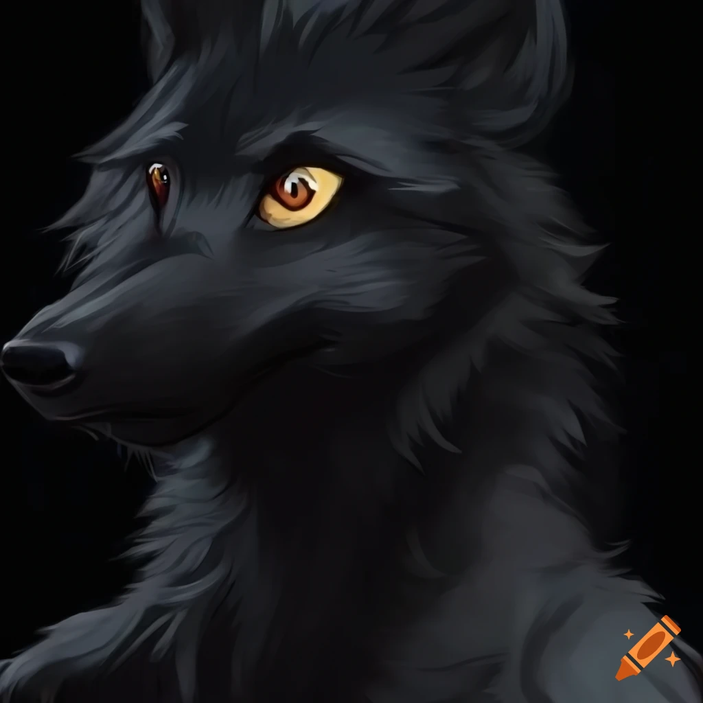 Furry black wolf