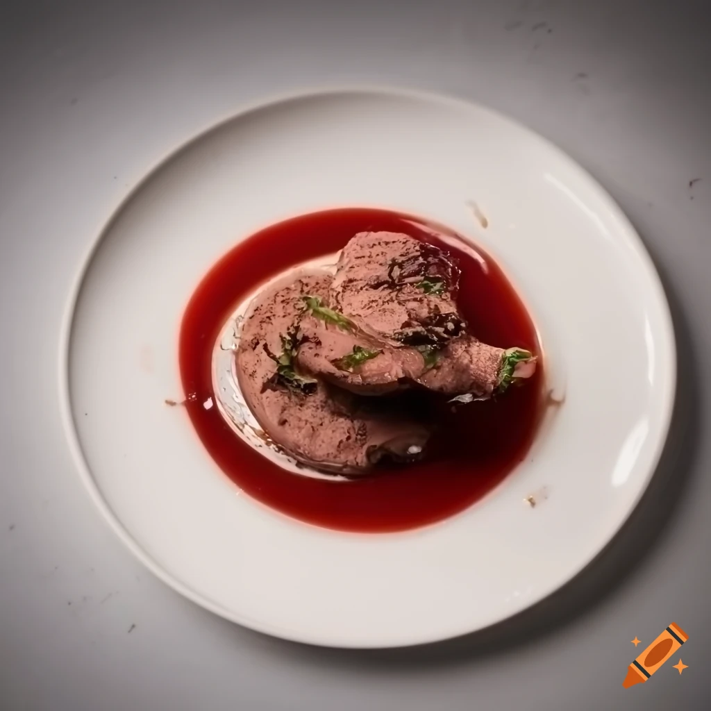 Gourmet liver pate with lingonberry jam and parsley garnish on Craiyon