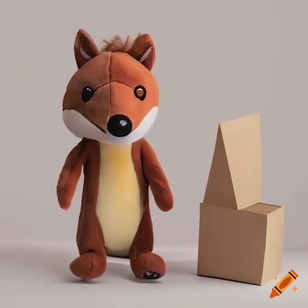 Bandicoot plushie next to a large box