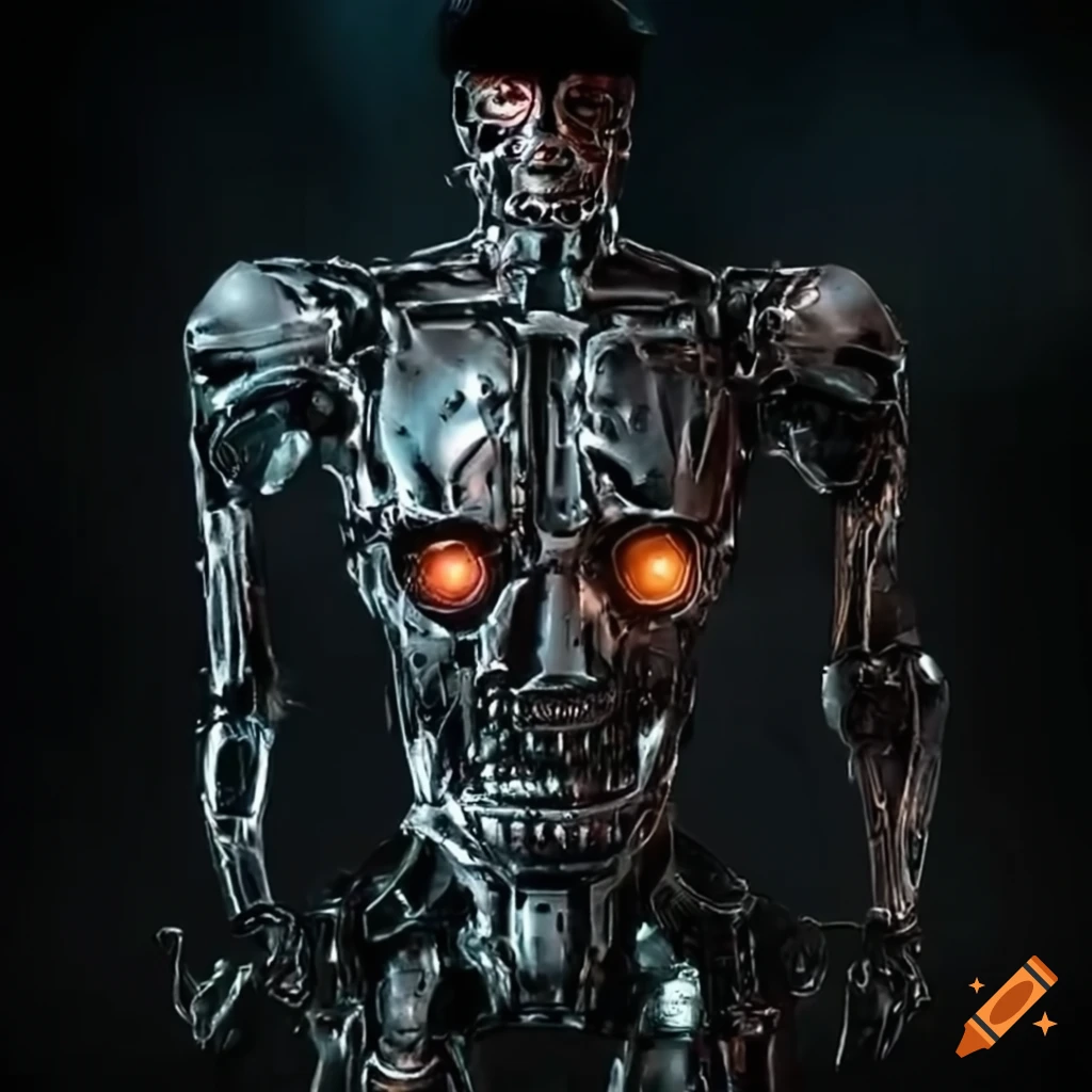 Cyborg android chicken in a futuristic cyberpunk setting