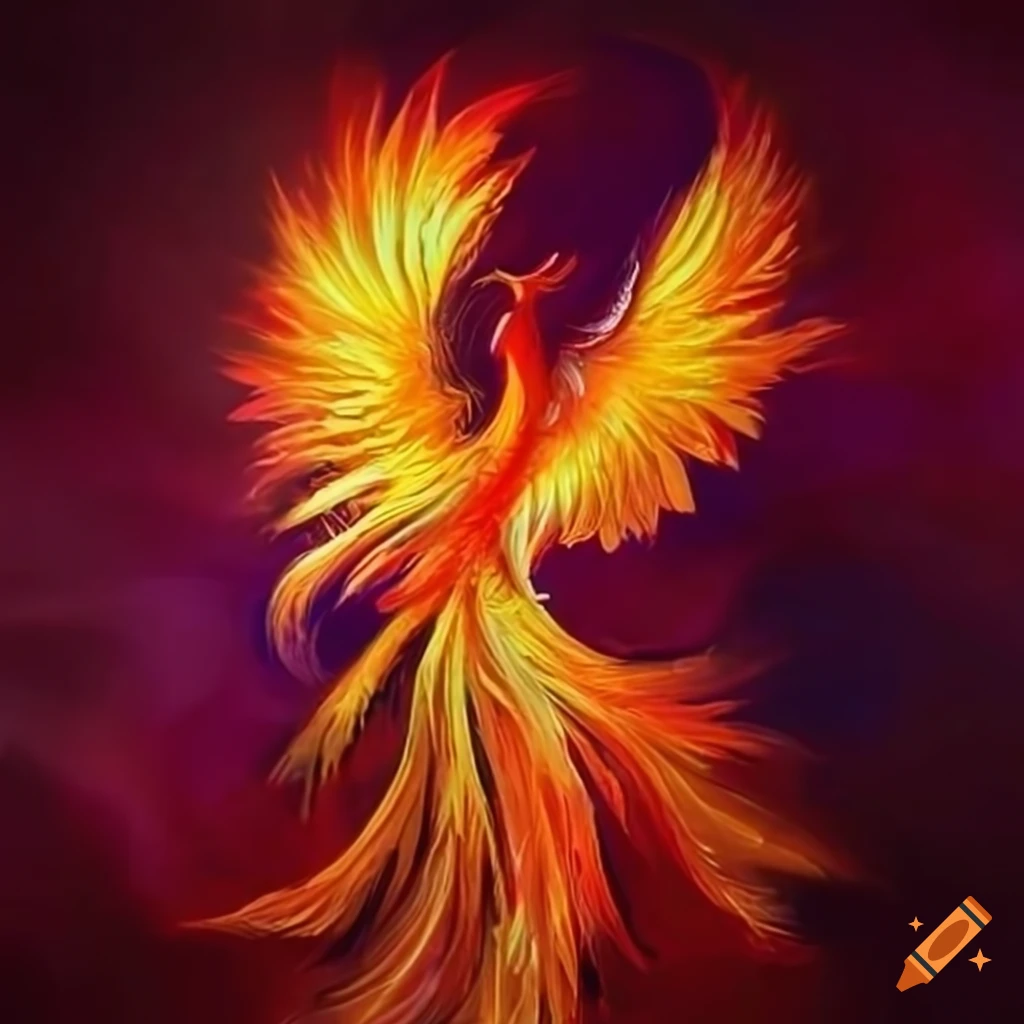 Phoenix Rising Color Scheme Phoenix rising in vibrant colors from ashes with a sense of triumph on ...