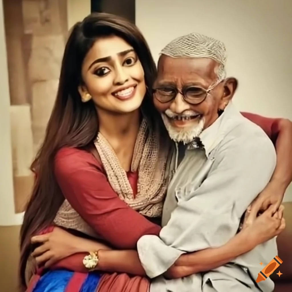 Shriya Saran warmly greeting an elder man from Congo