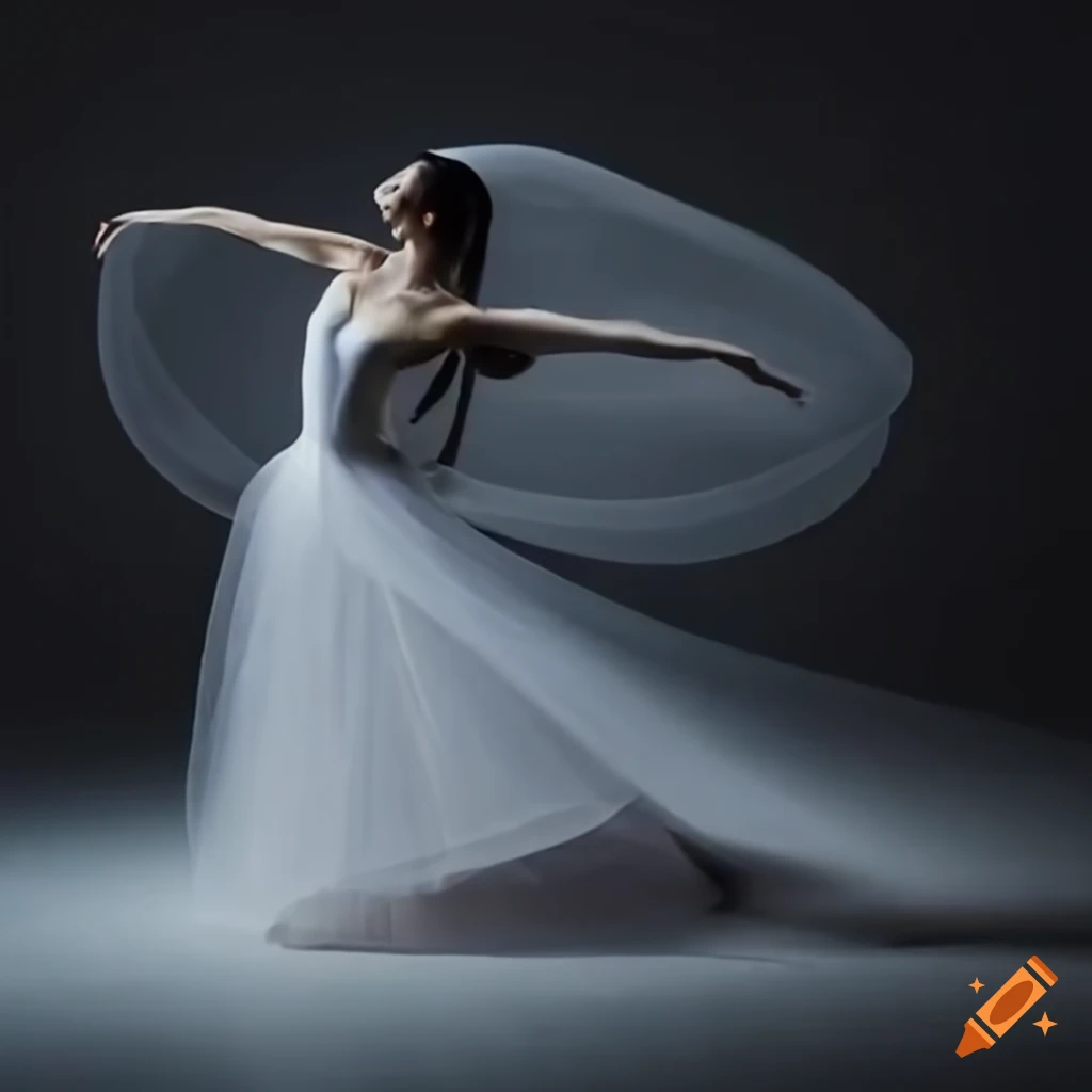Beautiful ballerina dancing with a veil and hat in 4k resolution
