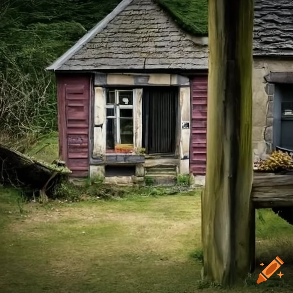 A small house next to train tracks on Craiyon