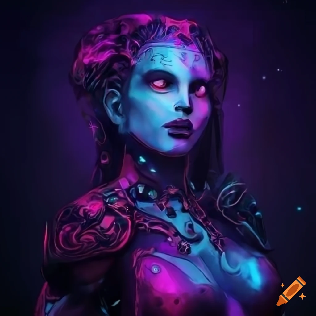 The cosmic architect goddess in dark cyberpunk style on Craiyon