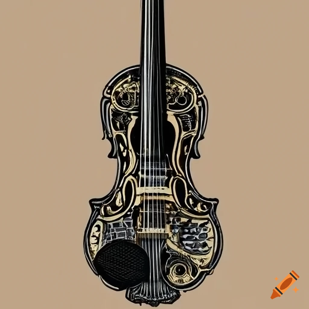 Egyptianthemed violin with intricate gold detailing on Craiyon