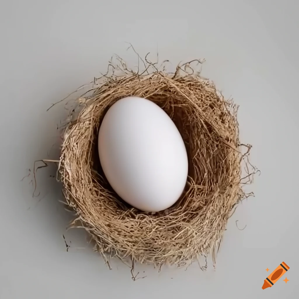 White egg in a nest symbolizing protein and energy on Craiyon