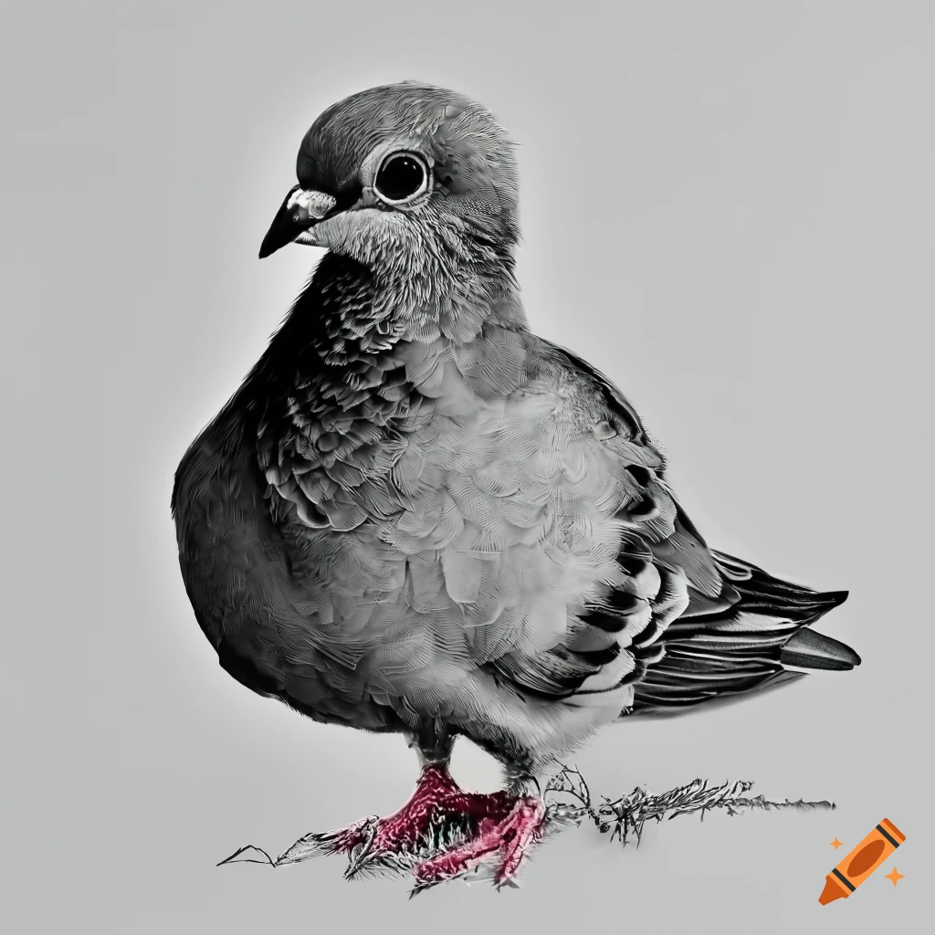 Cute Pigeon Drawing. Funny City Bird Cha Graphic by vectorbum · Creative  Fabrica