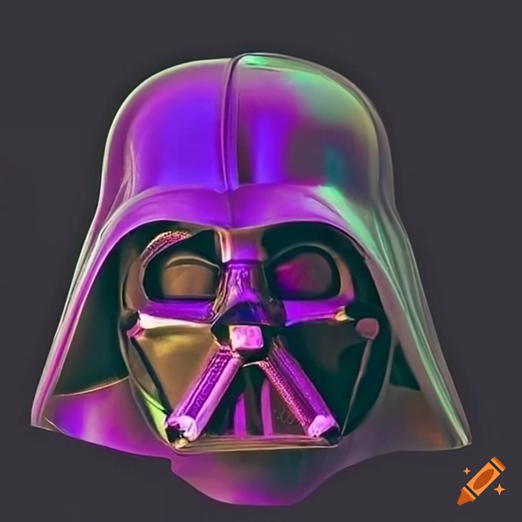 Darth vader mask creatively designed with purple, green, and yellow ...