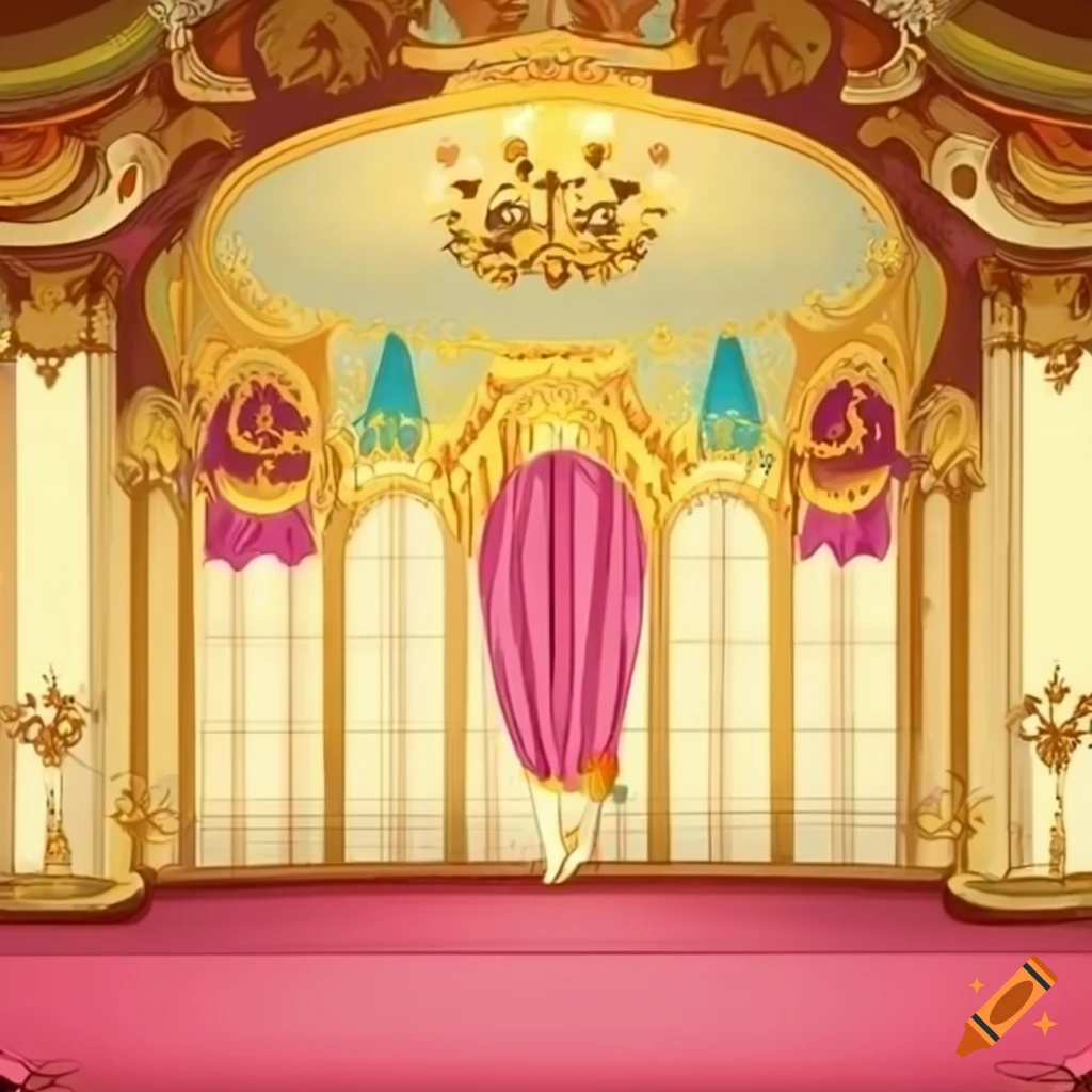 Charming palace ballroom for children's storybook on Craiyon, image size:1024x1024